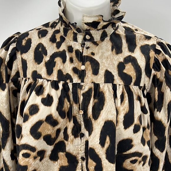 H & M long sleeve animal print cotton blouse - Picture 1 of 5